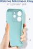 A hand holding a light blue phone case. Produktbild-Vorschau