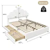 A diagram showing the dimensions of a white bed with drawers and a crown-shaped headboard. Anteprima dell’immagine prodotto