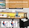 COSTWAY Scrivania a L 120 cm con prese di corrente, LED, Anteprima dell’immagine prodotto 4