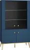 Highboard mit Glastüren in dunkelblau mit goldfarbenen Produktbild-Vorschau 1