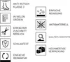 A grid of icons and text describing product features. Produktbild-Vorschau