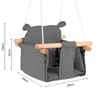 A grey baby swing with wooden bars and white ropes, shown from the front. Produktbild-Vorschau
