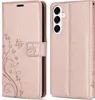 A rose gold flip case for a Samsung Galaxy A16 5G phone, shown open and closed. Produktbild-Vorschau
