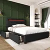 OKWISH Lit avec rangement 90x200 cm - Tête de Lit LED et 2 Voir les images du produit 9