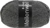 A ball of grey yarn with a black label wrapped around it. Produktbild-Vorschau