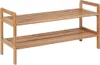 A two-tiered shoe rack made of bamboo, shown against a white background. Podgląd zdjęcia produktu