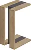 A modern C-shaped side table with a wood grain finish and a dark gray accent. Anteprima dell’immagine prodotto