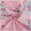 Detail: Baumwolle Einhornmotiv rosa – weiche Meterware für Kinder. Produktbild-Vorschau