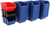 A collection of plastic storage bins stacked and arranged. Náhled obrázku produktu