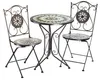 A mosaic bistro set with a round table and two chairs, presented on a white background. Produktbild-Vorschau