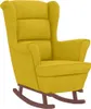 A yellow velvet rocking chair with a wooden base, shown against a white background. Náhľad obrázku produktu