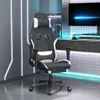 vidaXL Chaise de jeu avec repose-pieds Tissu noir et blanc Voir les images du produit 2