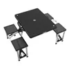 A black picnic table with four attached seats, shown from a top-down angle against a white background. Produktbild-Vorschau