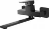 A black wall-mounted kitchen faucet with a long, extendable spout. Produktbild-Vorschau