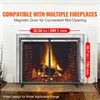 A fireplace screen in front of a fireplace with a fire burning. Voir les images du produit