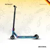 A stunt scooter is shown against a background with children's drawings of a sun, a girl, tic-tac-toe games, a basketball, a music note, and houses. Produktbild-Vorschau