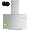 A stainless steel range hood with two charcoal filters shown separately. Náhled obrázku produktu