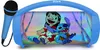 A blue portable speaker with a microphone, featuring an image of Lilo and Stitch on the front. Voir les images du produit