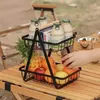 Metalowy kosz koszyk na owoce dwupoziomowy czarny stojak Podgląd zdjęcia produktu 5