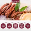 A close-up of sausages with accompanying ingredients and instructional steps. Produktbild-Vorschau