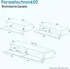 Technical details and dimensions of a TV cabinet. Produktbild-Vorschau