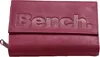 A close-up, front-facing view of a berry-colored leather wallet with the embossed brand name 'Bench.' on the flap. Produktbild-Vorschau