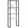 A tall, narrow shelving unit with a black metal frame and white shelves. Podgląd zdjęcia produktu