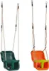 Two baby swings, one green and one orange, are shown hanging against a white background. Produktbild-Vorschau