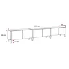 A line drawing of a long, low TV cabinet with dimensions indicated. Voir les images du produit