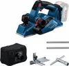 A Bosch Professional GHO 185-LI cordless planer and its accessories are displayed against a white background. Produktbild-Vorschau