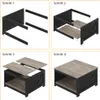 A four-panel diagram showing the assembly steps for a coffee table. Produktbild-Vorschau