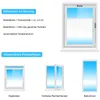 Diagrams showing how to measure for a window blind and different types of windows it can be used on. Produktbild-Vorschau