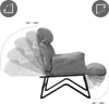 A gray recliner chair shown from the side with multiple faded images indicating its reclining positions. Produktbild-Vorschau