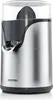 A close-up studio shot of a silver electric citrus juicer with a clear plastic lid and a black juicing cone. Produktbild-Vorschau