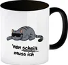 nen Scheiß muss ich Kaffeebecher Schwarz mit coolem Produktbild-Vorschau 1