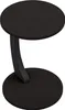 A black, C-shaped side table with a round top and base. Voir les images du produit
