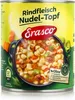 A close-up of a can of Erasco Rindfleisch Nudel-Topf soup, showing the product label and a depiction of the soup. Produktbild-Vorschau