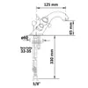 A technical drawing of a faucet with dimensions and specifications. Podgląd zdjęcia produktu