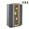 moderne Vitrine in Schwarz aus Holz hoch fürs Wohnzimmer Produktbild-Vorschau 2