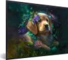 MuchoWow® Gerahmtes Poster Hund - Welpe - Blumen - Natur - Produktbild-Vorschau 1