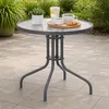 Kulatý zahradní stolek 60 cm, šedý kovový rám a deska z Náhled obrázku produktu 8