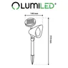 A diagram of a solar-powered garden spotlight with dimensions indicated. Produktbild-Vorschau