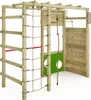 A wooden climbing frame with various climbing accessories, set against a white background. Podgląd zdjęcia produktu