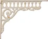 A white cast iron shelf bracket with ornate scrollwork and a balustrade-like top edge, shown against a white background. Náhľad obrázku produktu