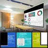 A conference room with a projector screen displaying charts and graphs, with informational panels below. Produktbild-Vorschau