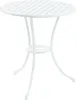 A white metal bistro table with a perforated top and three curved legs. Produktbild-Vorschau