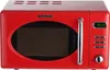 A red retro-style microwave oven is shown from the front. Podgląd zdjęcia produktu