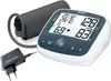 A blood pressure monitor, its cuff, and a power adapter are displayed against a white background. Produktbild-Vorschau
