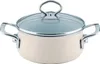 A cream-colored pot with a glass lid and silver handles is shown against a white background. Náhled obrázku produktu