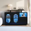 OKWISH Buffet - Vitrine avec LED et Portes Vitrées, Meuble Voir les images du produit 2